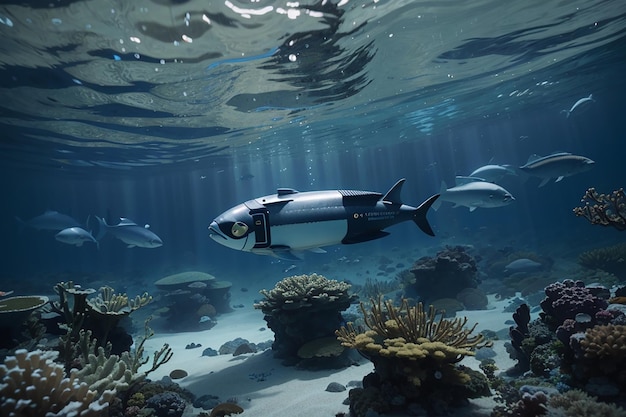 Sous les vagues Cours d'océanographie futuriste explorant les profondeurs marines