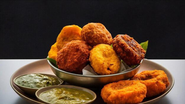 Photo south indian vada medu vada ou dal vadai dans une assiette ou un bol isolé sur la plaine