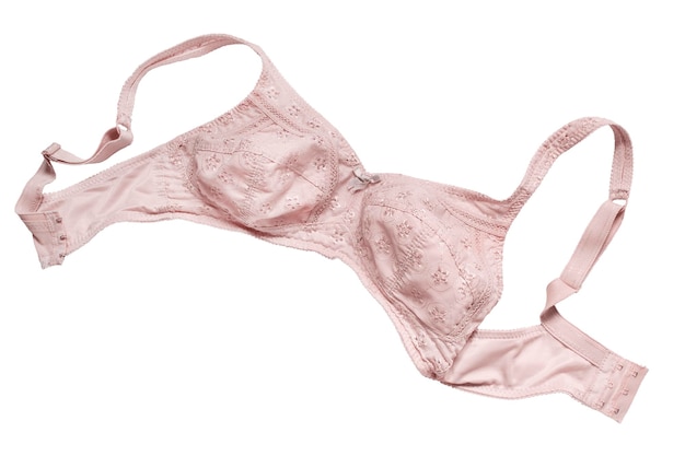 Soutien-gorge en coton rose isolé sur fond blanc