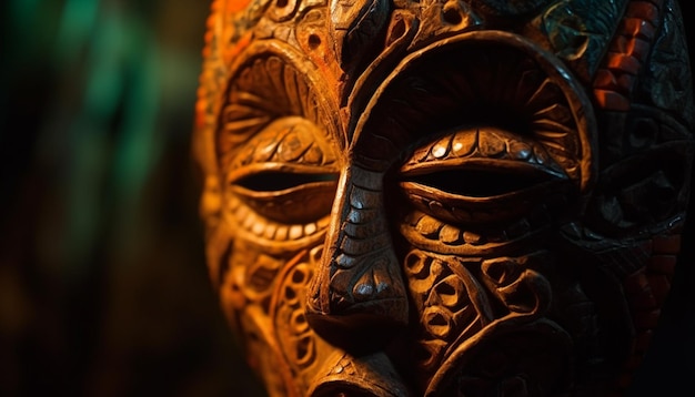 Souvenir d'artisanat de la culture indigène de la statue en bois antique généré par l'IA