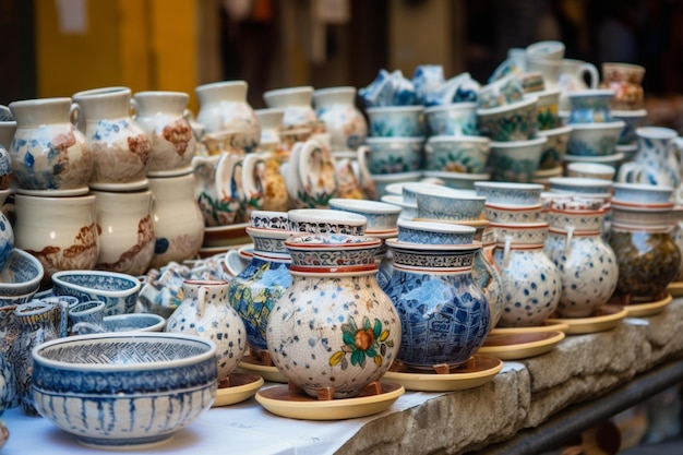 Souvenirs en céramique à vendre sur le marché en Italie