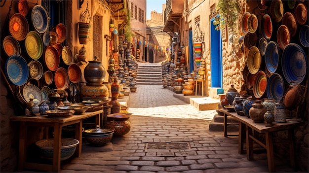 Souvenirs et souvenirs dans le souk de Fez au Maroc