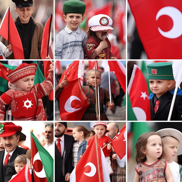 Photo la souveraineté nationale et la fête de l'enfant en vert