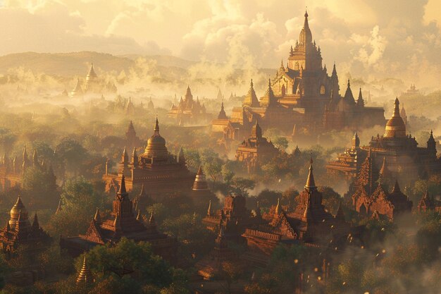 Photo soyez témoin de la renaissance de la ville historique de bagan, au myanmar.