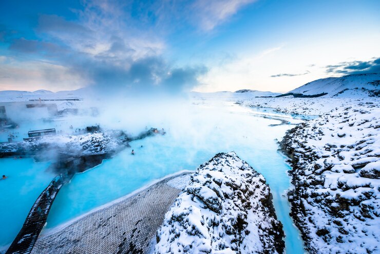 Photo spa géothermique au lagon bleu en islande