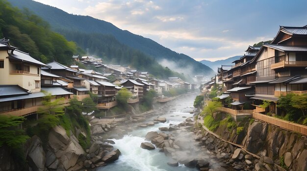 Spa Onsen dans chaque endroit célèbre du Japon et de la Corée papier peint Symbole de voyage de source chaude Ons pittoresques