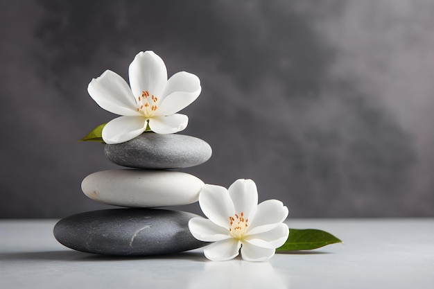 spa et pierres de yoga avec des fleurs