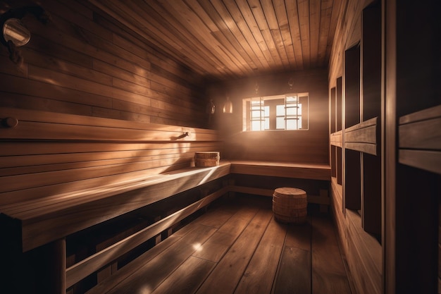 Photo spa sauna en bois moderne température de la cabine générer ai