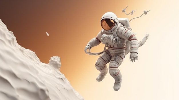 Spaceman Astronaut Flying with Rocket 3d illustration Design Ai générative