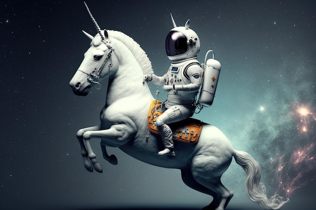 Spaceman sur une licorne