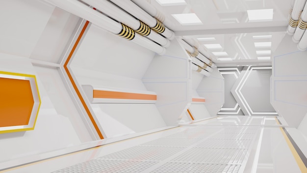 Spaceship Corridor est une vidéo d'animation graphique qui montre l'intérieur d'un vaisseau spatial en mouvement. Le POV dans le couloir. rendu 3D
