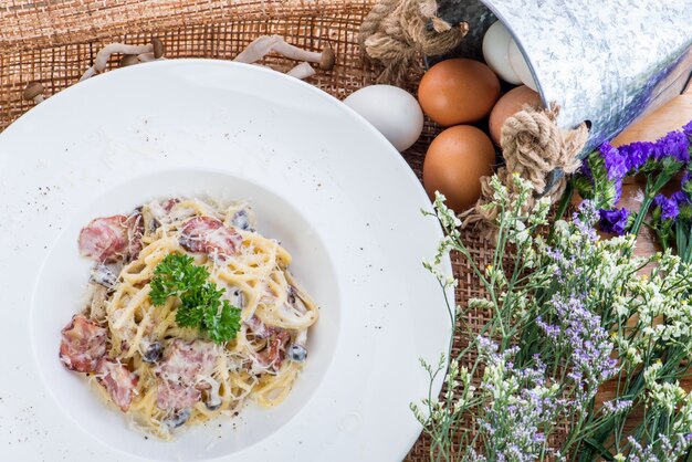 Spaghetti au bacon et au parmesan