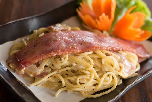 Spaghetti au bacon et au parmesan