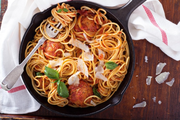 Spaghetti aux boulettes de dinde