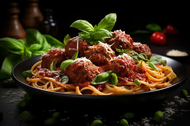 Spaghetti aux boulettes de viande Generative Ai