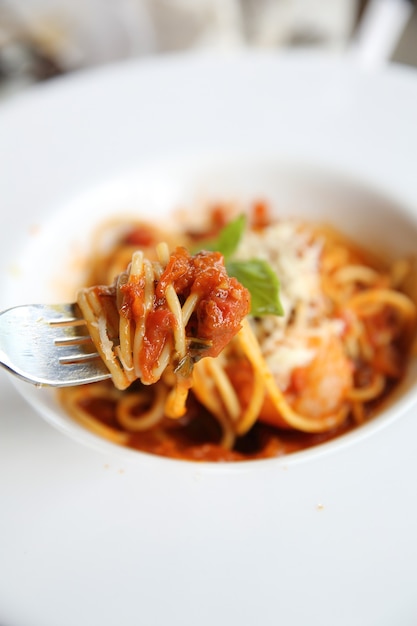 Spaghetti bolognaise aux crevettes