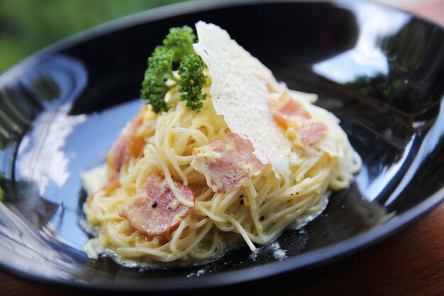 Spaghetti carbonara au bacon et fromage