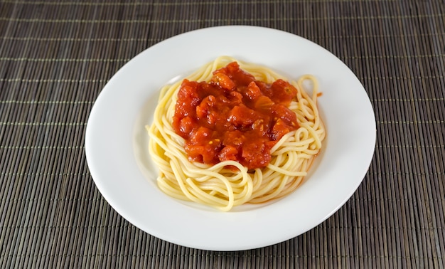 Spaghetti à la sauce tomate, pâtes