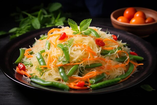 Photo spaghetti squash primavera avec des légumes frais