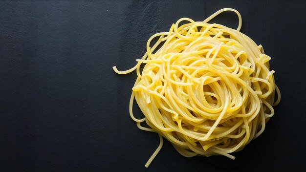 Spaghettis aux pâtes sur fond sombre