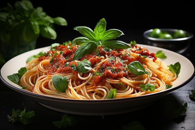 Des spaghettis dans de la sauce tomate