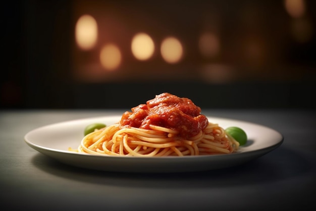 Spaghettis italiens sur une assiette