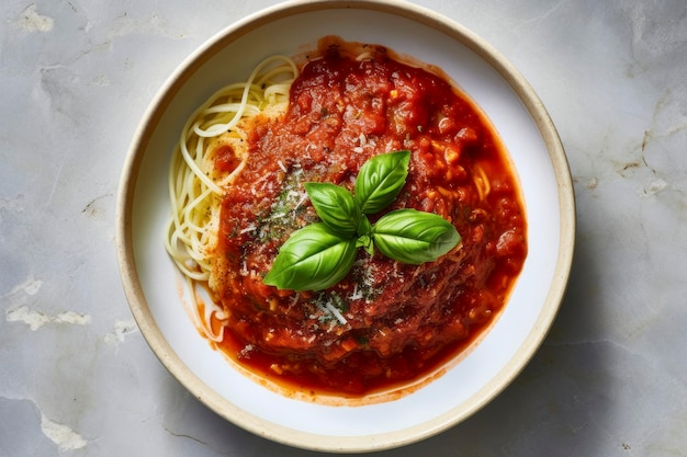 Des spaghettis parfaitement cuits immergés dans une riche sauce tomate un plat italien classique