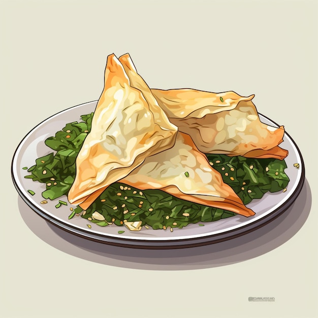 Spanakopita 2d illustration vectorielle dessin animé en fond blanc