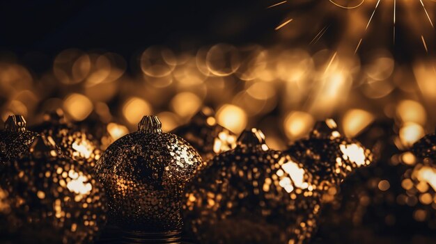 Sparkling Luxury Gold Glitter Bokeh Sparkles and Particles Generative AI