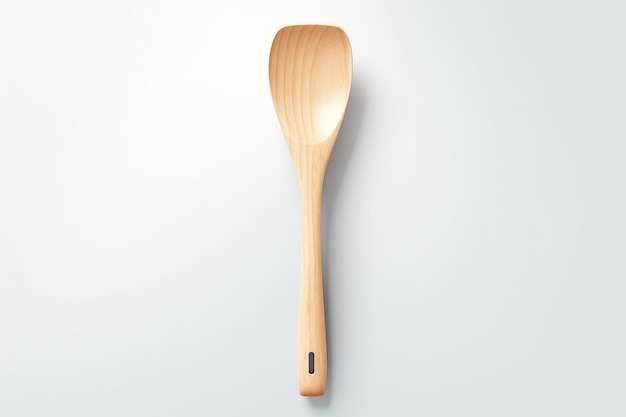 Spatule en bois sur fond blanc