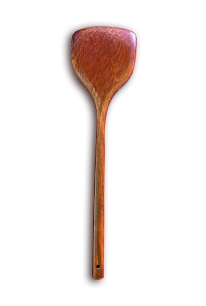 Spatule de cuisine Turner bois isolé sur fond blanc