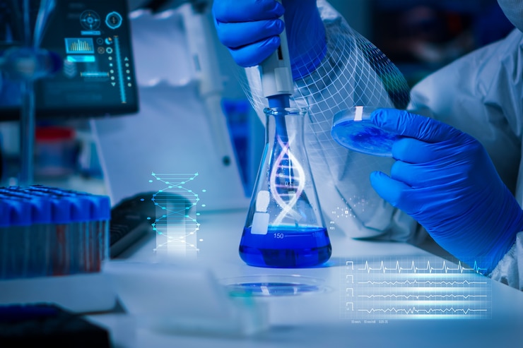 Photo spécialiste en biotechnologie au laboratoire menant des expériences