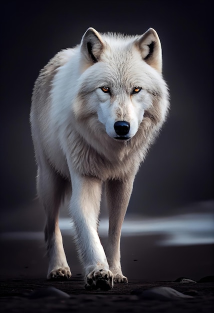 Spécimen fantastique du féroce White Wolf Generative AI