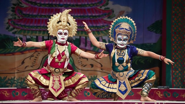 Photo le spectacle de danse kathakali à cochin, en inde