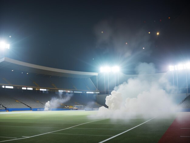 Un spectacle d'éclairs et de fumée dans l'arène du stade.