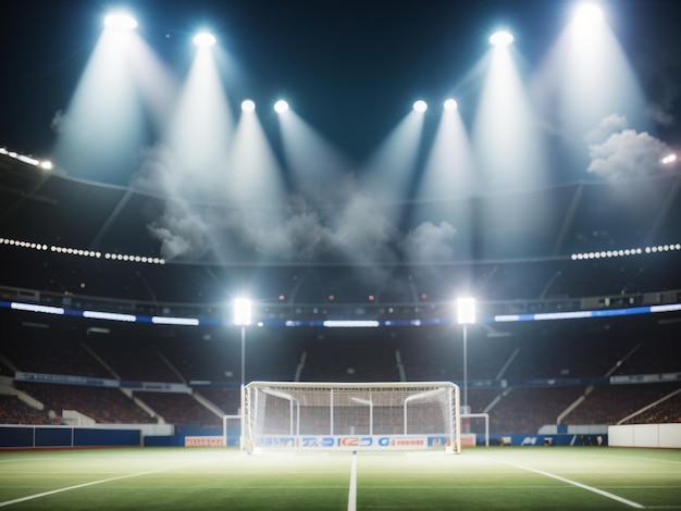 Un spectacle d'éclairs et de fumée dans l'arène du stade.