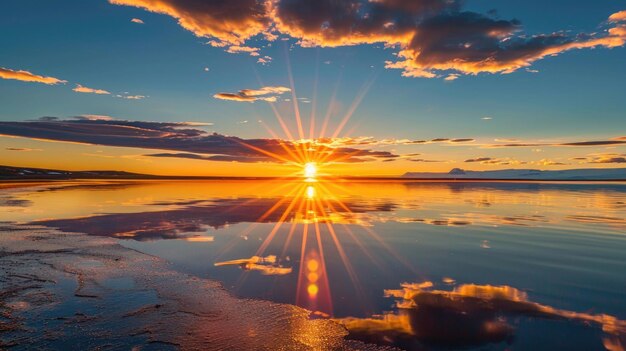 Un spectacle fascinant du soleil de minuit pendant le solstice d'été dans le cercle polaire arctique