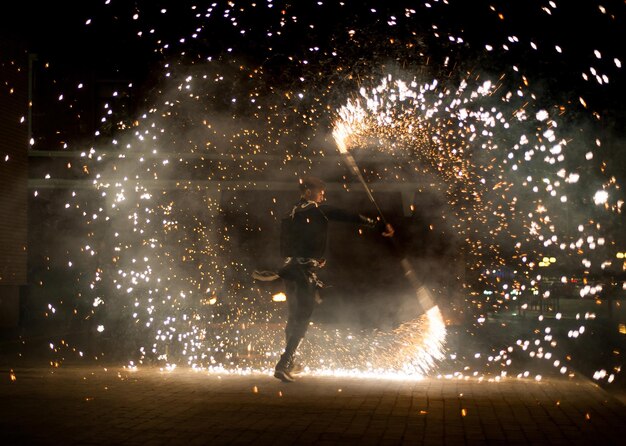 Spectacle de feu festif réalisé par des professionnels