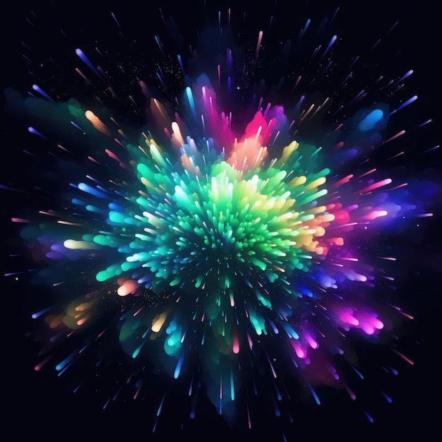 un spectacle de feux d'artifice colorés avec de nombreuses couleurs et les mots " lumineux " au bas.