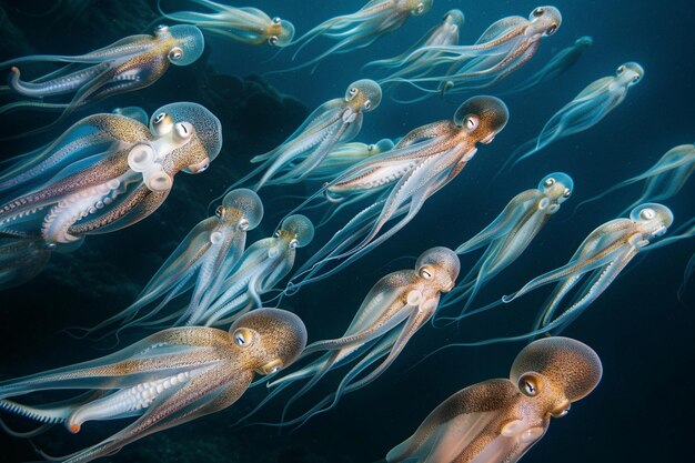 Un spectacle sous-marin a capturé un banc de calamars génératifs.