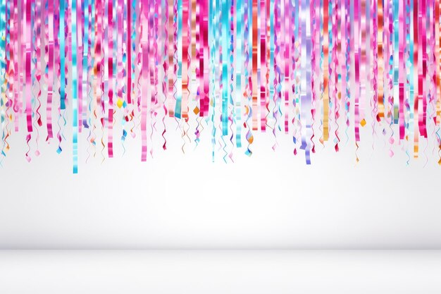 Photo spectre de célébration streamers vibrants et danse des confettis sur une toile blanche sur un fond blanc ou png transparent