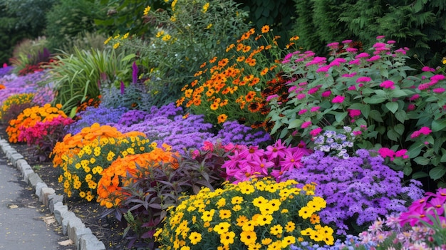 Photo le spectre des couleurs des annuelles dans les jardins