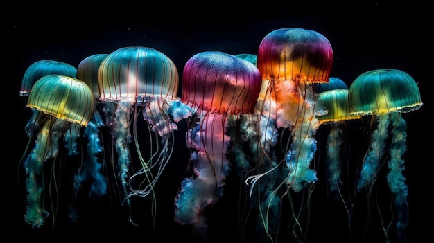 Photo spectre de méduses sous l'eau générée par l'ia