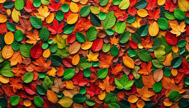 Un spectre vibrant de feuilles multicolores couvre la terre