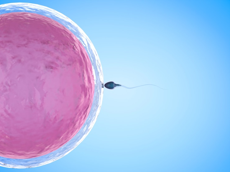 Photo le sperme de rendu 3d fertilise avec l'ovule