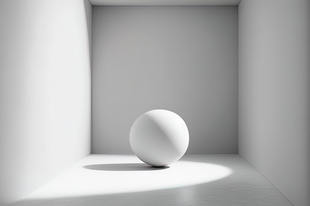 Sphère blanche dans un espace stérile