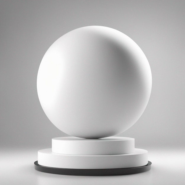 Une sphère blanche sur un podium avec une lumière brillante Arrière-plan