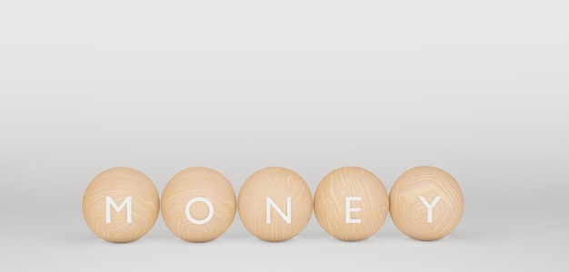 Sphère en bois Sphère d'argent avec texte Argent travail 3D et image 3D