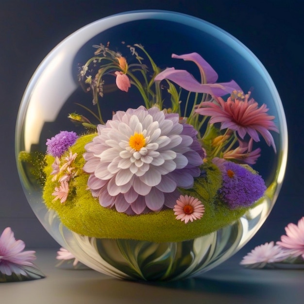 Photo sphère avec des fleurs