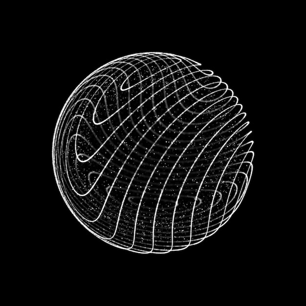 Sphère futuriste de particules et de lignes Connexion au réseau Big Data Arrière-plan technologique abstrait